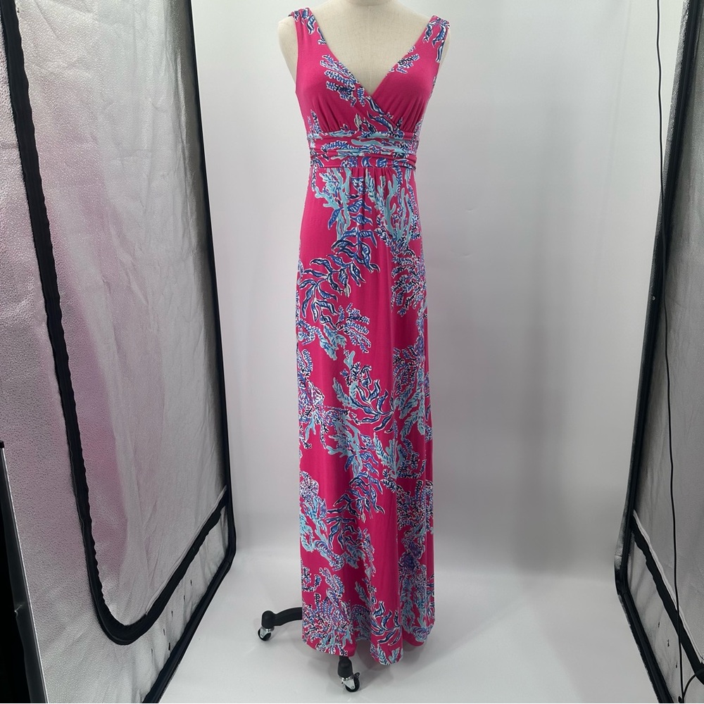 Lily Pulitzer Maxi Sloane Dress Capri pink Samba print - Picture 5 of 12